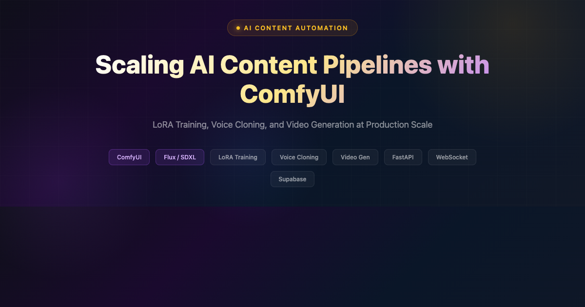 Scaling AI Content Pipelines with ComfyUI: LoRA Training, Voice Cloning & Video Generation