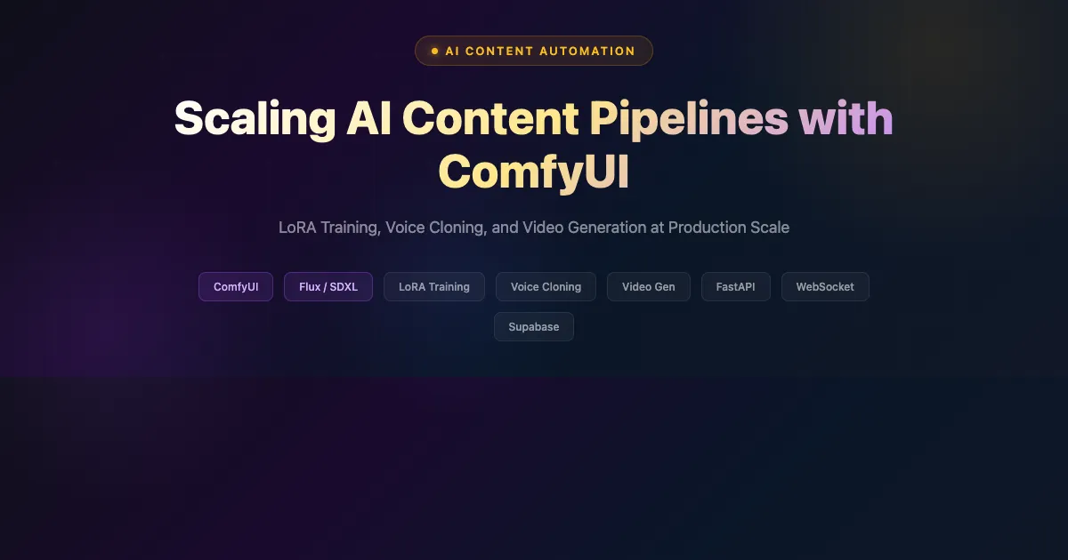 Scaling AI Content Pipelines with ComfyUI: LoRA Training, Voice Cloning & Video Generation
